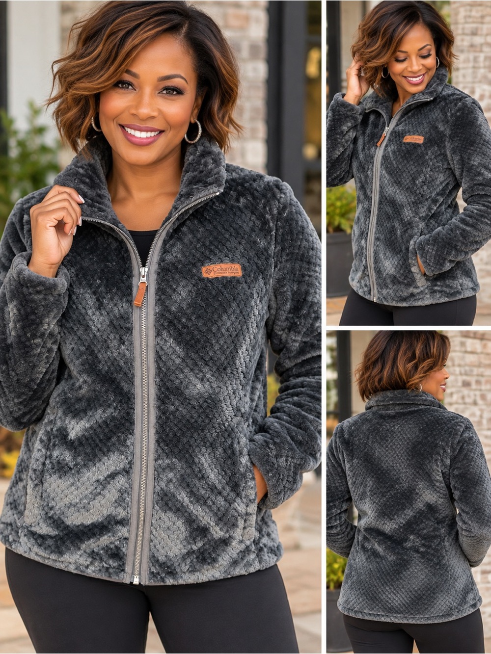 Columbia Women's Charcoal Plush Fleece Full-Zip Jacket - EPOC
